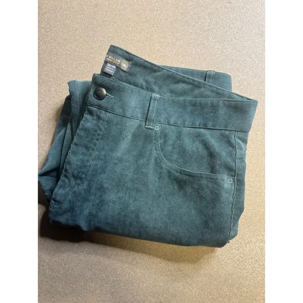 Peter Millar Crown Sport‎ Mens 36x30 Corduroy Pants Dark Green 5-Pocket Trousers